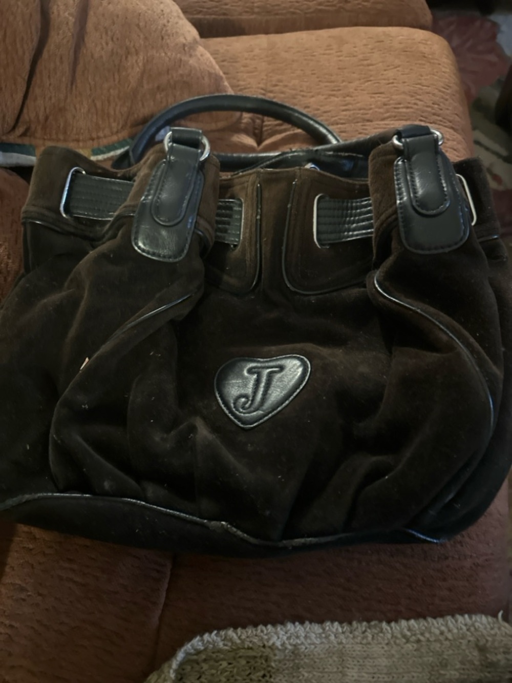 Y2K Vintage Juicy Couture Velour Crest Bag - Picture 2 of 5